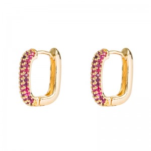 Ins Rainbow серия европейски и американски стил женски обеци геометрични медни позлатени микро-инкрустирани цветни цирконови хип-хоп...