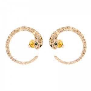 INS европейски и американски трансгранични нови обеци преувеличени личност обеци с форма на змия микро-инчов циркон хип-хоп c-обра...