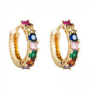 Корейски модни бижута месинг микро-инкруак циркон обеци женски и американски темперамент c-образни обеци диви обеци на едро