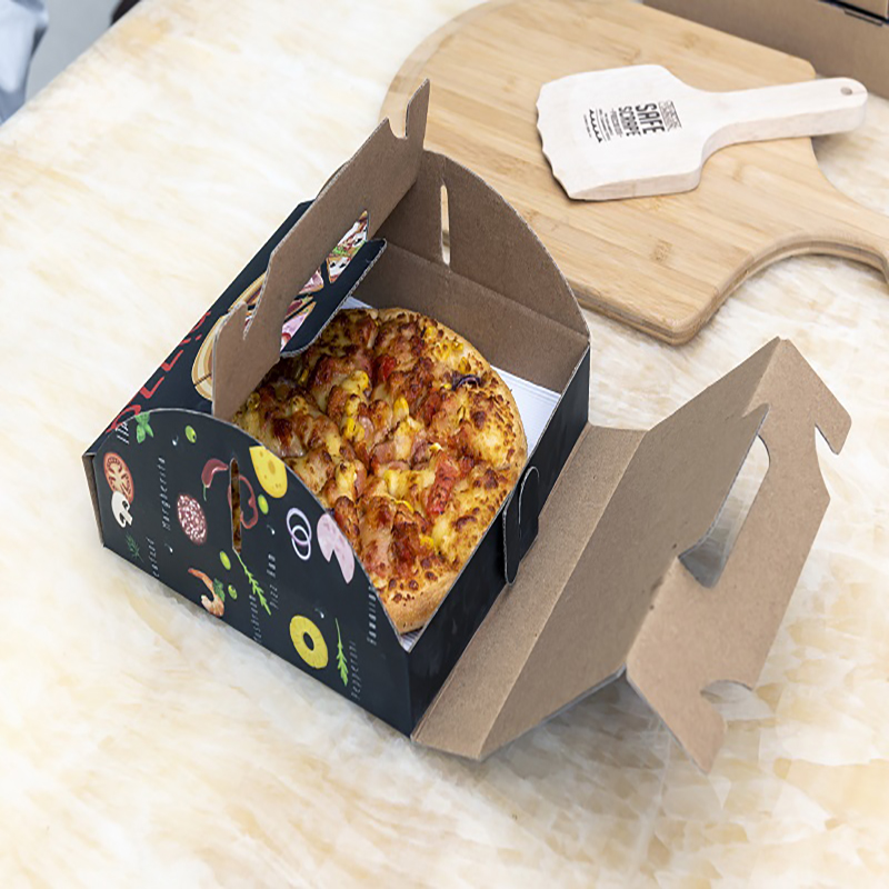 Потребителски Различни размери Преносими печатаща печат Pizza опаковка кутия за повторна гофрирана доставка пица кутия