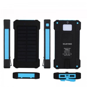 Solar Power Bank Dual USB Power Bank 20000Mah водоустойчива батерия зарядно устройство Външен преносим слънчев панел с LED светлина