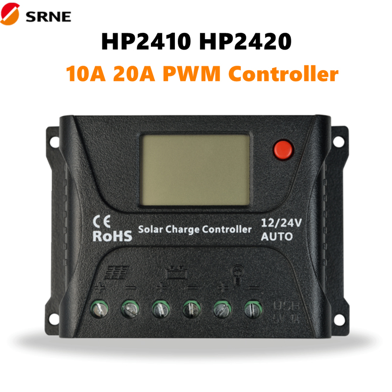 SRNE PWM Solar Off-Grid зареждащ заряд 12V N24V 10A 20A LCD макс. 55V за слънчева група литиева батерия