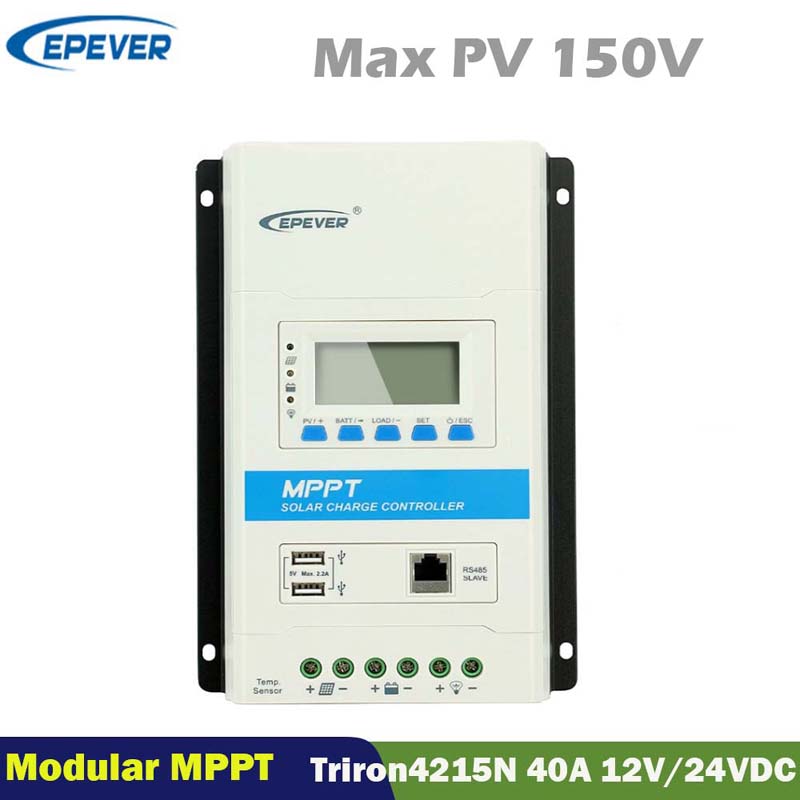 EPEVER 40A TRIRON4215N Модулен MPPT Solar зареждащ контролер 12V24VDC Max.150V PV входен LCD дисплей регулатор на панел