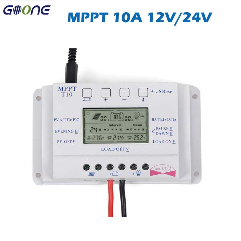 PWM 20A 10A Слънчев панел Регулатор за зареждане на регулатор T10 T20 12V 24V Автоматичен LCD дисплей светлина и двоен таймер