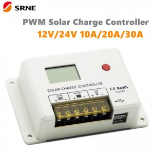 Нов srne pwm 10A 20A 30A слънчев контролер 12V 24V автоматичен LCD дисплей Dual USB 5V N2A порт за оловно-киселинна литиева батерия