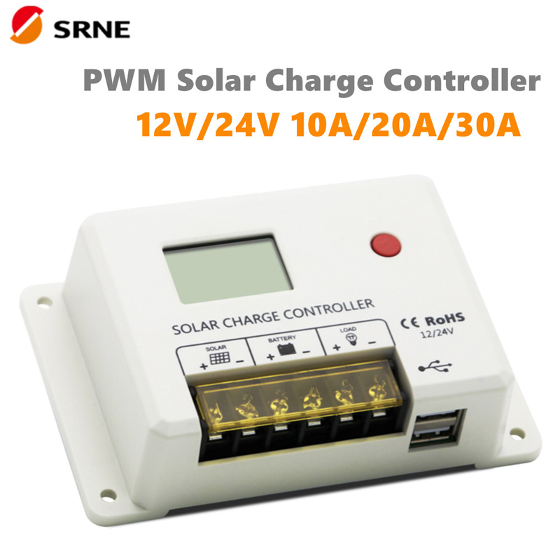 Нов srne pwm 10A 20A 30A слънчев контролер 12V 24V автоматичен LCD дисплей Dual USB 5V N2A порт за оловно-киселинна литиева батерия