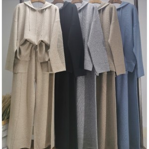 Модно случайни прости вълна пуловер две части с качулка 69056n