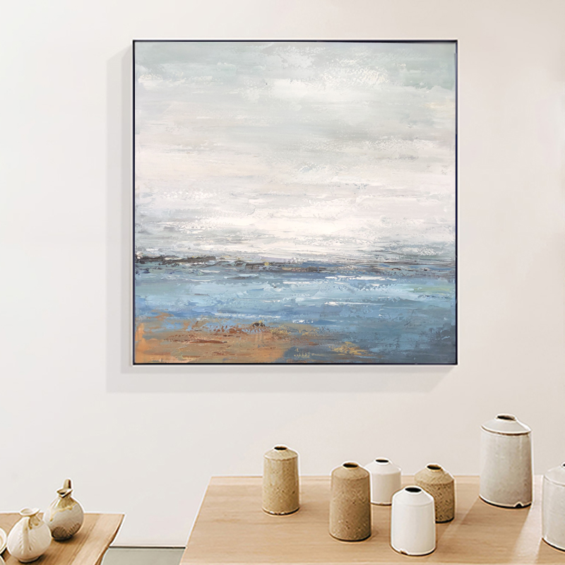 Seascape чисто ръчно изработени абстрактни произведения на изкуството рамкирани акрил живопис стена декорация платно масло боядисване за всекидневна