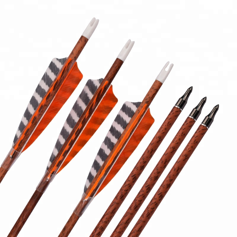Elong външен 120077 ID6.2mm SP400 Червено дърво Въглероден стрелка с перо стрелба с лък