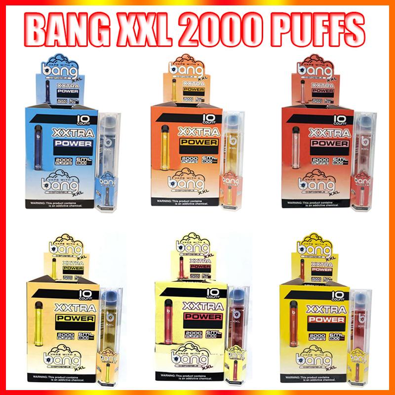 Bang XXL Електронни цигари Устройство 800mAh батерия 6ml шушулки Празни оригинални пари 2000 Puff Kit на едро