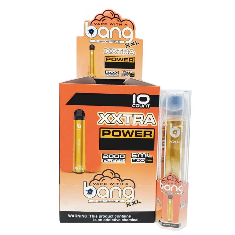 Bang XXL Електронни цигари Устройство 800mAh батерия 6ml шушулки Празни оригинални пари 2000 Puff Kit на едро