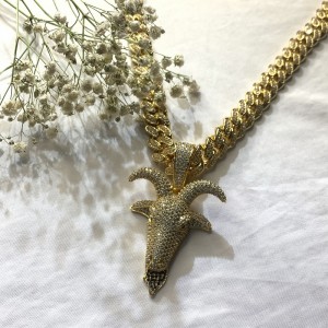 Zircon твърд елен глава Hip Hop огърлица