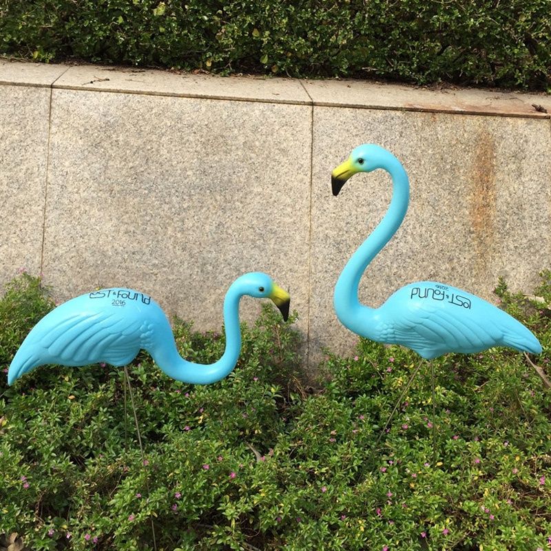 Симулация пластмасов син фламинго птици градинарство животни декорации на открито принадлежности