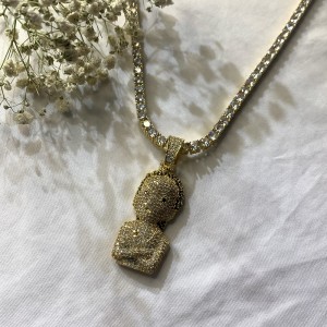 Zircon масивно взривно момиче главата hip хоп медальон