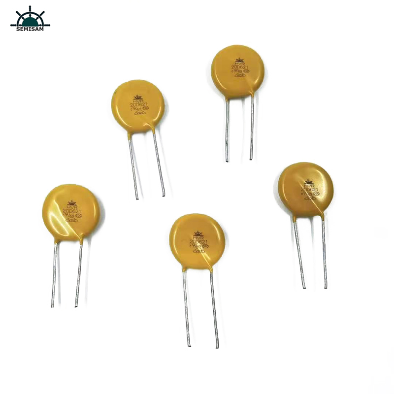 Китай ODM електроника компоненти, жълт MOV 20mm HVR20D621K цинков оксид варистор за оборудване за захранване