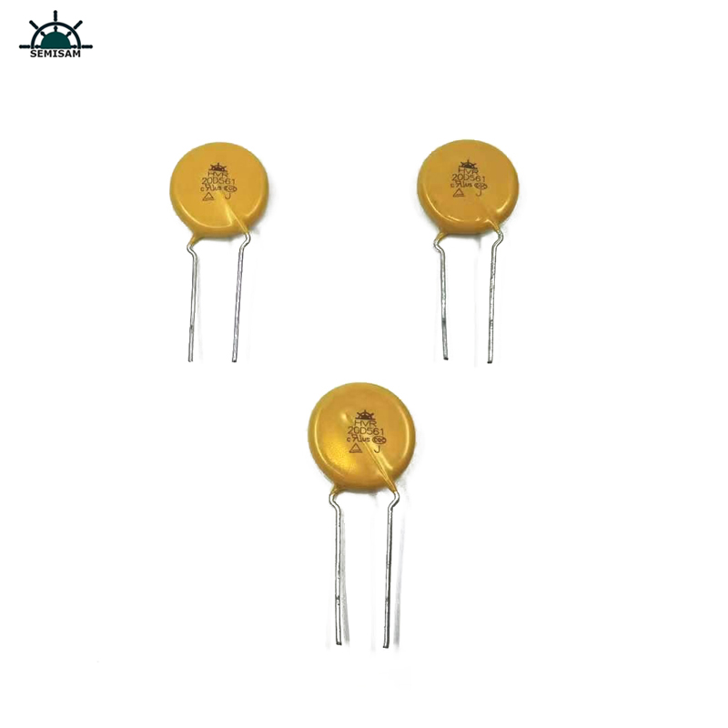 Китай ODM електроника компоненти, жълт MOV 20mm HVR20D561K цинков оксид варистор за домакински уреди