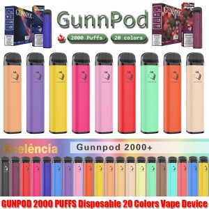 Gunnpod 2000 вдлъбнатини Предварително напълнени Vappe 1250mAh батерия e цигара, deivce 18350 8ml изпарител стартов комплект срещу елф bar 20 flavs писал...