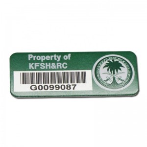 Търговия на едро по поръчка лазерен гравиран сериен номер етикет метален баркод етикет стикер отпечатан алуминиев актив етикет labe