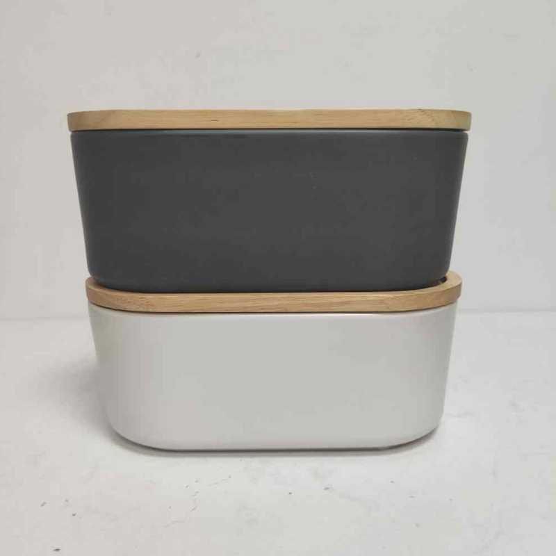Търговия на едро с дървен капак керамични кантарински буркан stoneware