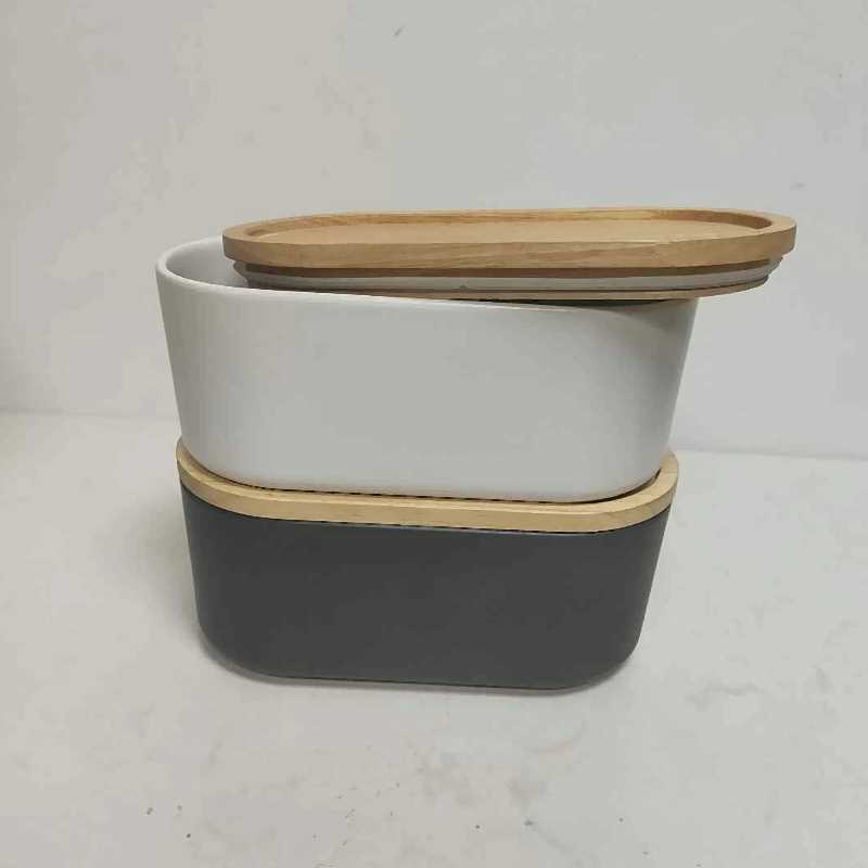 Търговия на едро с дървен капак керамични кантарински буркан stoneware