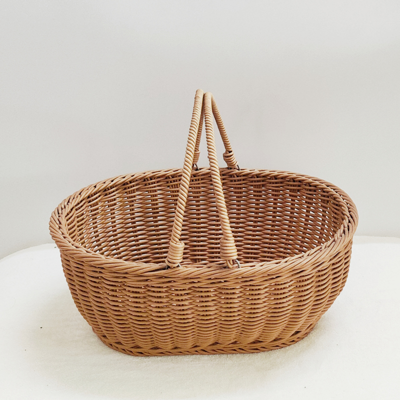 Изискан ръчно опакована овална ратанова кошница