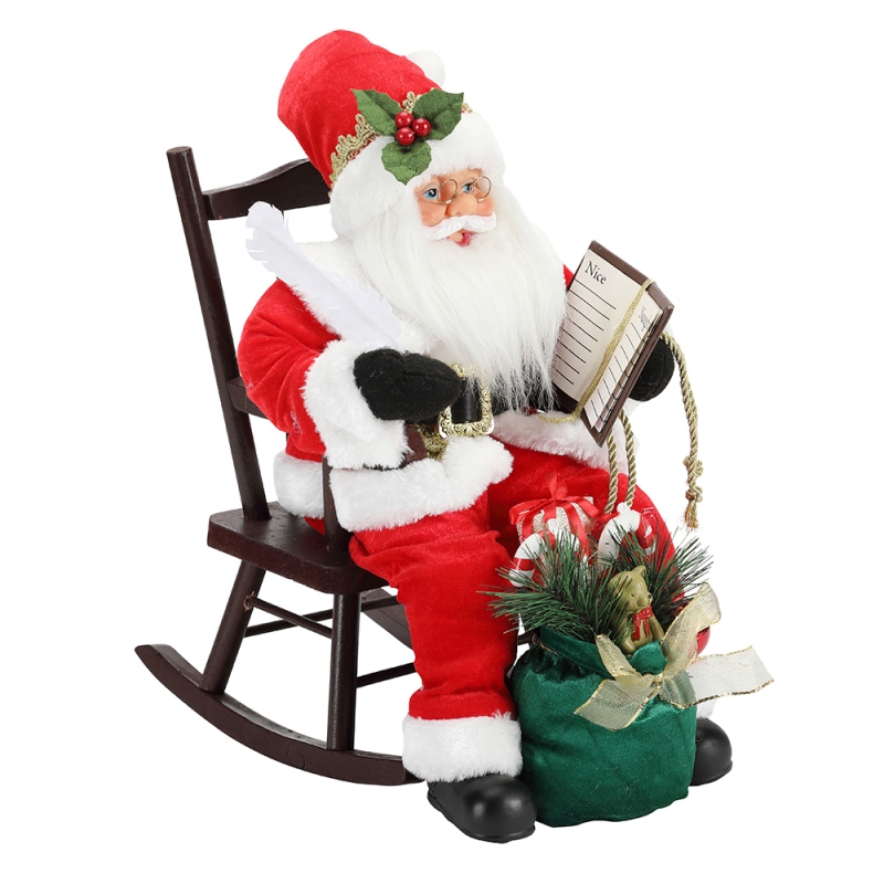 45cm Santa Claus Седнал на стол писане и четене книга декорация фигурка колекция тъкан празник фестивал персонализиран елемент