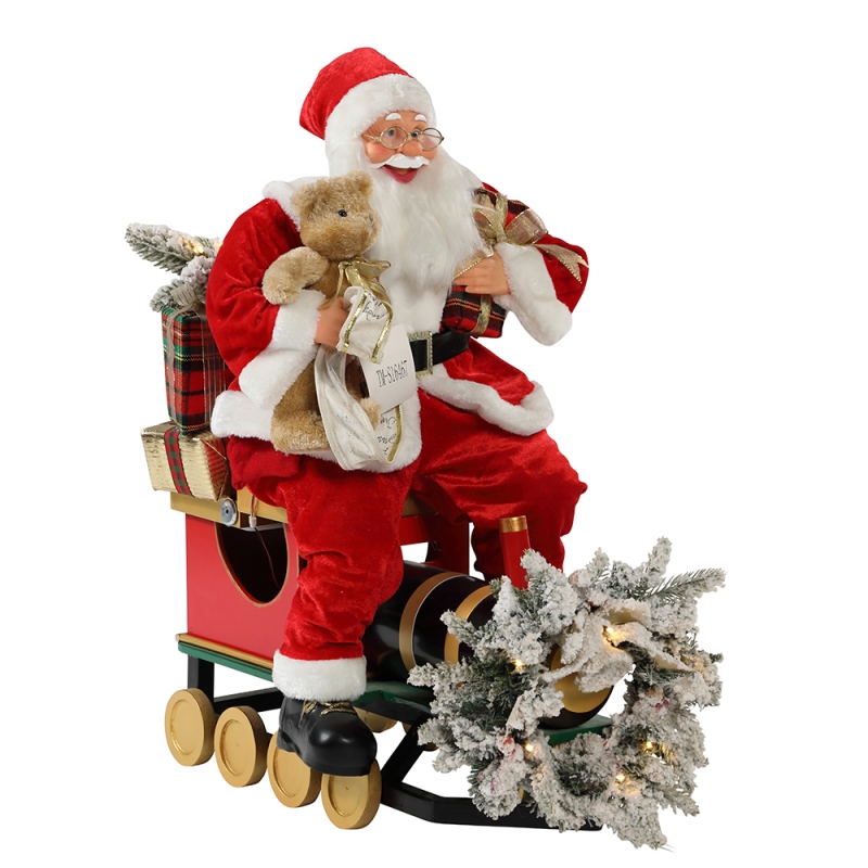 60 N90cm Коледен влак Santa Claus с осветителна украса Декорация фестивал празник фигурка колекция традиционна коледна