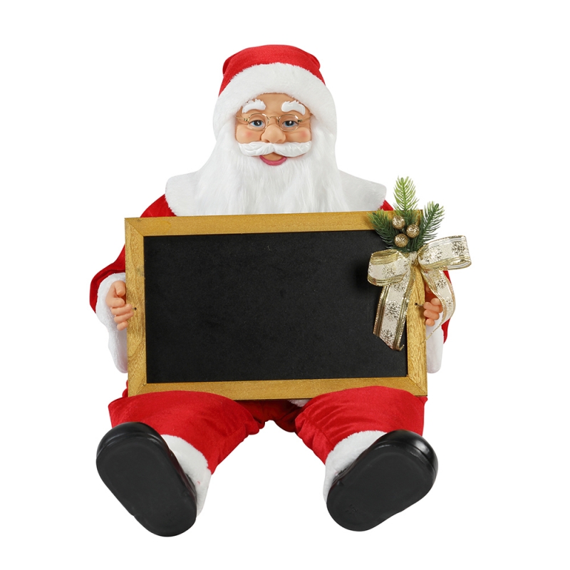 60 N80CM Коледна седалка Дядо Коледа с Blackboad празник Музикално украшение Декорация Фигурка Колекция Традиционно Коледа