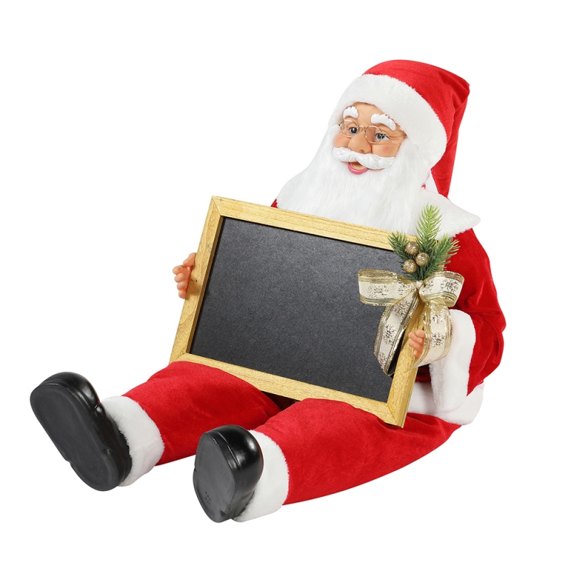 60 N80CM Коледна седалка Дядо Коледа с Blackboad празник Музикално украшение Декорация Фигурка Колекция Традиционно Коледа