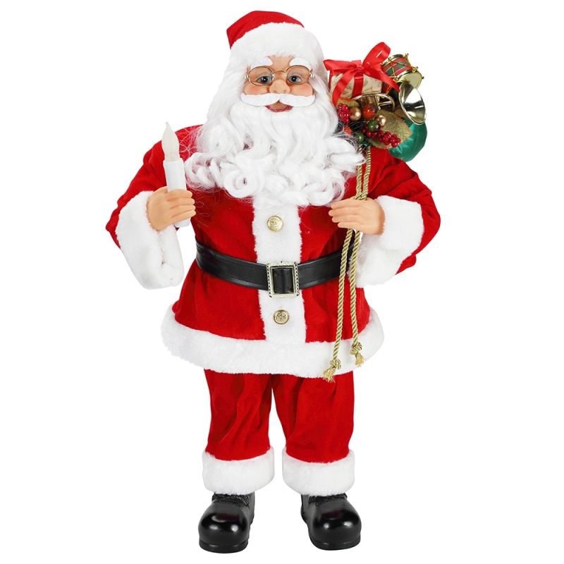 62см Коледно стоене Santa Claus със свещ орнамент декорация фигурка колекция тъкан празник фестивал xmas plush
