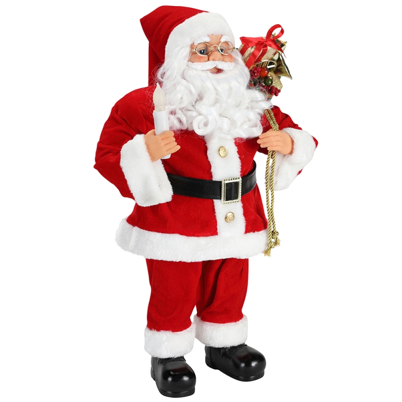 62см Коледно стоене Santa Claus със свещ орнамент декорация фигурка колекция тъкан празник фестивал xmas plush