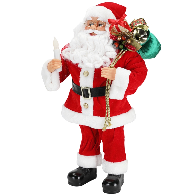 62см Коледно стоене Santa Claus със свещ орнамент декорация фигурка колекция тъкан празник фестивал xmas plush