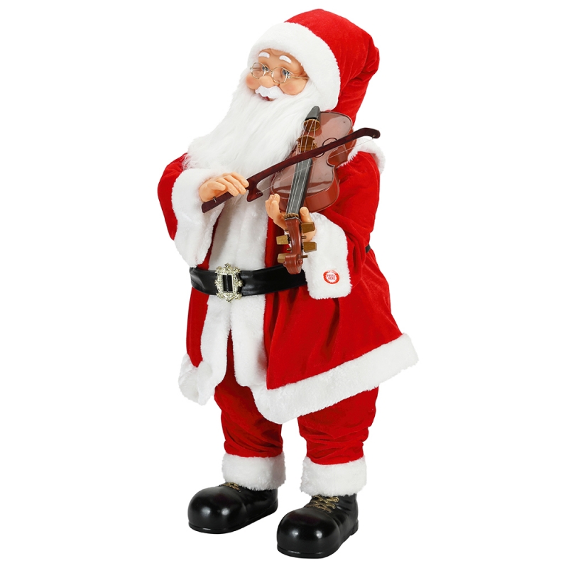 80см анимиран коледно осветление Музикален Дядо Коледа Claus с декорация на цигулка Традиционна празнична фигурка