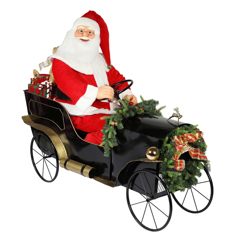 150см седнал шейната Santa Claus с орнаменти за осветление Коледна украса традиционна празнична фигурка