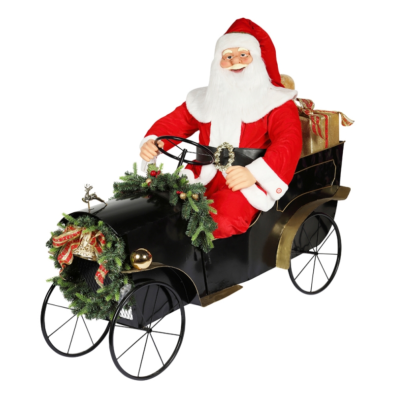 150см седнал шейната Santa Claus с орнаменти за осветление Коледна украса традиционна празнична фигурка