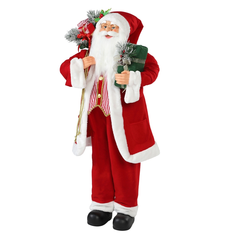 30 ~ 110cm Коледно стояща Santa Claus с подаръчна чанта Оркомент декорация Традиционна празнична фигурка колекция Коледа серия