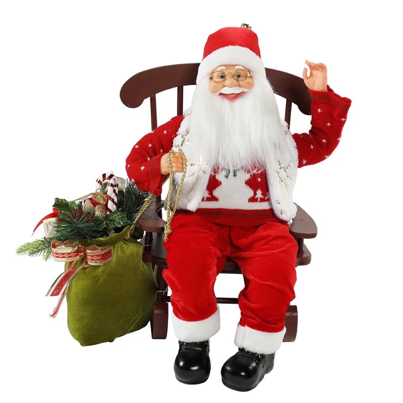 55cm Стол анимиран Дядо Коледа със светлина Коледна украса Фигурка декорация Коледа кукли почивка колекция домашни подаръци