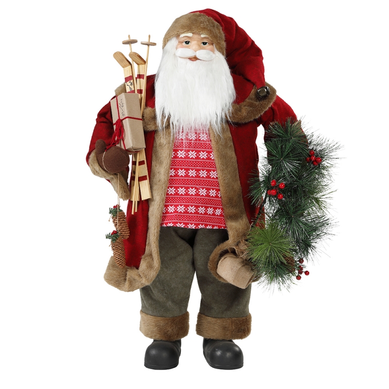 30 ~ 110cm Коледно стоене Santa Claus с декорация на венец за декорация на венец, традиционна фигурка колекция Коледа серия