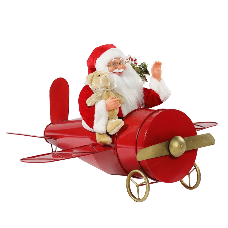80cm Коледа Музикален анимиран Дядо Коледа, сядане в червено равнинни декорация фигурка класически празник подаръци колекция
