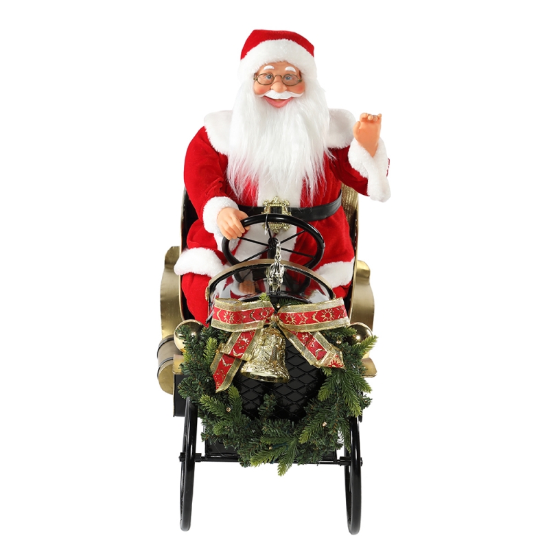 80cm анимирана коледна кола Santa claus с осветление музикално украшение декорация ваканционна фигурка колекция традиционна Коледа