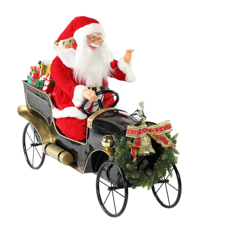 80cm анимирана коледна кола Santa claus с осветление музикално украшение декорация ваканционна фигурка колекция традиционна Коледа