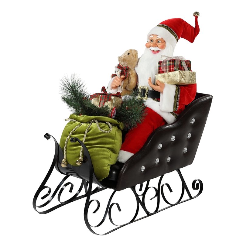 80см седнал шейната Santa claus с орнаменти за орнамент Коледа украсяваща ваканционна фигурка събиране