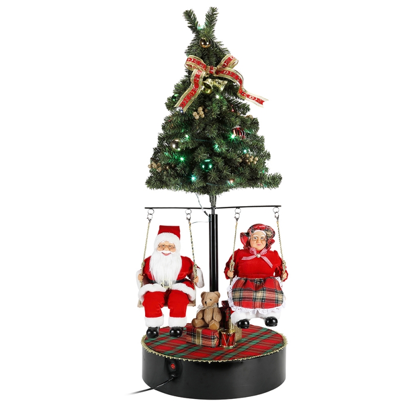 120cm Коледа завърта дървото Santa Claus с музикален орнамент декорация фестивал празник фигурка колекция традиционен