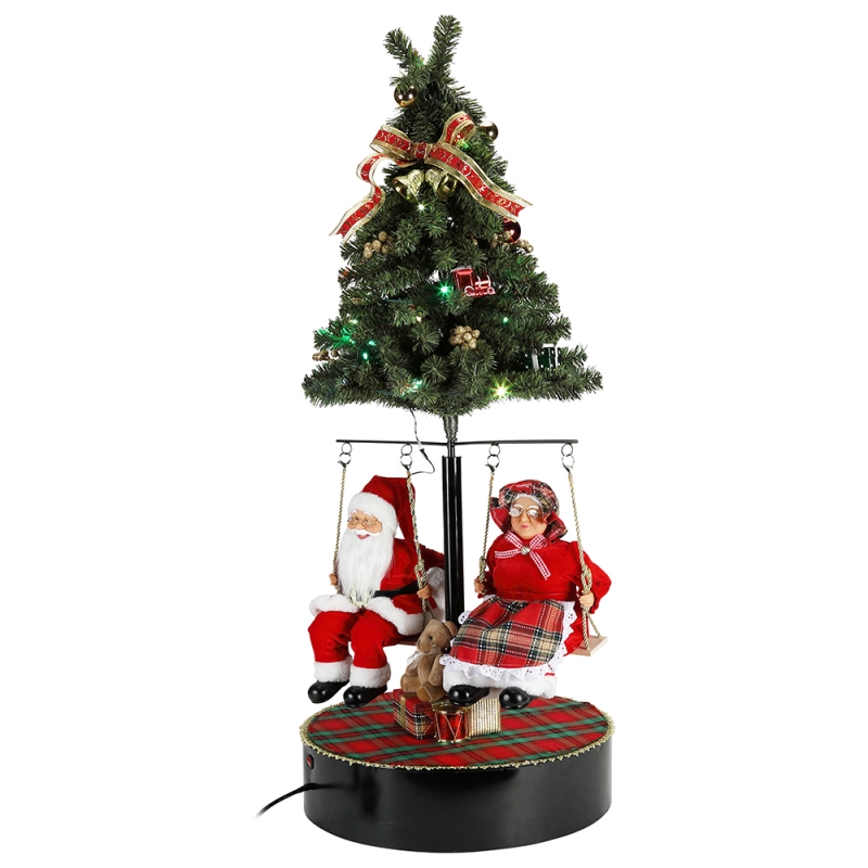 120cm Коледа завърта дървото Santa Claus с музикален орнамент декорация фестивал празник фигурка колекция традиционен