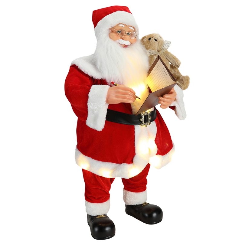 80cm анимирани коледно писане Santa claus с осветление музикално украшение декорация традиционна празнична фигурка събиране
