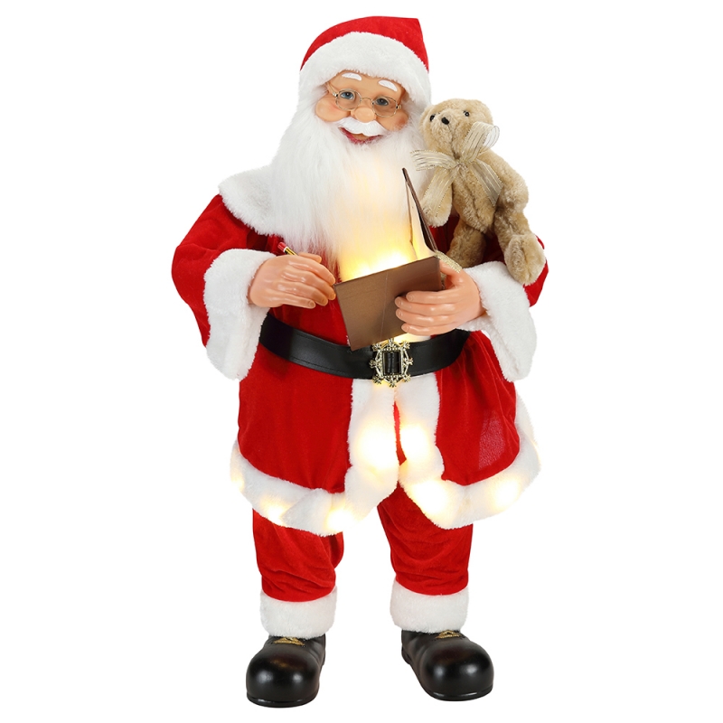 80cm анимирани коледно писане Santa claus с осветление музикално украшение декорация традиционна празнична фигурка събиране