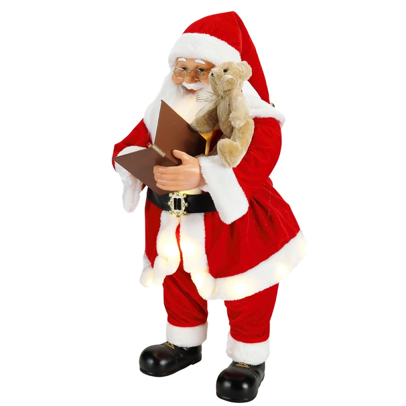 80cm анимирани коледно писане Santa claus с осветление музикално украшение декорация традиционна празнична фигурка събиране