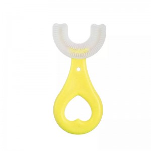 Фабрично снабдяване, ръчна четка за зъби за деца, силиконов U-образна грижа за почистване, почистване на бебешки зъб