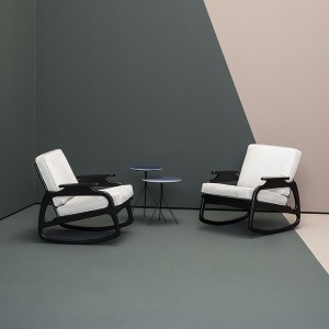 Френска дървена рамка Тъкани единичен диван акмент стол съвременна фоайе акцент столове за мебели в хола