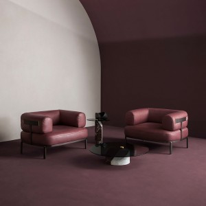 Италиански дизайн закалено стъкло масичка модерна мраморна линия кръгла странична маса за мебели за хол